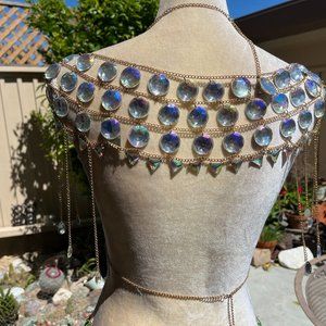 Metal Chain Gemstone Shoulder Pads